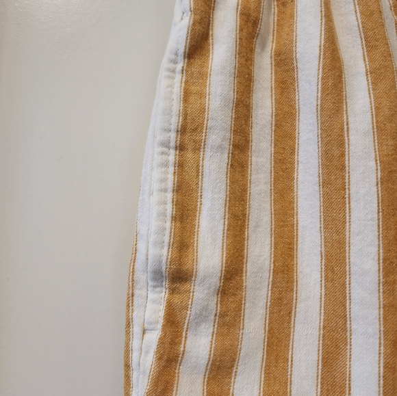 Madewell Tapered Huston Pull On Crop Pants Stripe Mustard and White Size Small - Picture 4 of 11